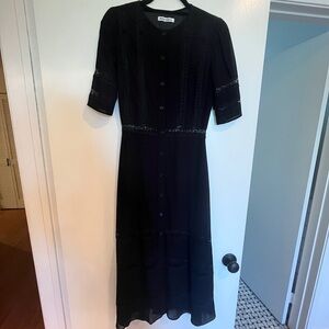 Reformation Black Button-Down Surrey Midi Dress